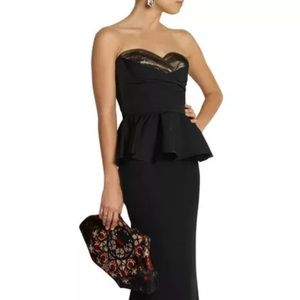 Alexander McQueen black silk corset peplum top 40